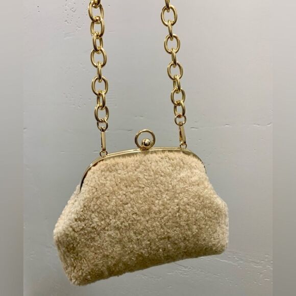 Handmade Genuine Shearling Leather Kisslock Wristlet/Shoulder Bag/Crossbody - Picture 11 of 16